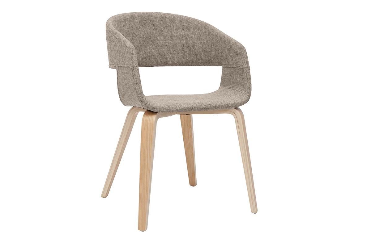 Chaises design en tissu taupe et bois clair (lot de 2) SLAM