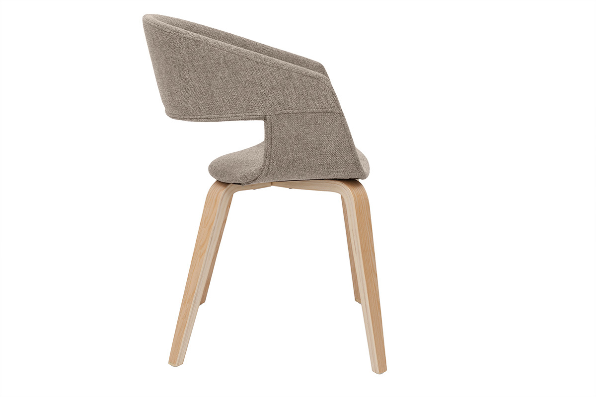 Chaises design en tissu taupe et bois clair (lot de 2) SLAM