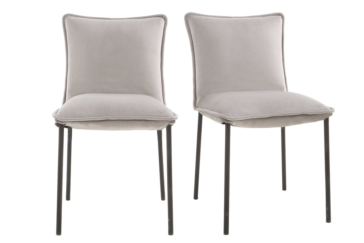 Chaises design en tissu velours gris (lot de 2) SOLACE