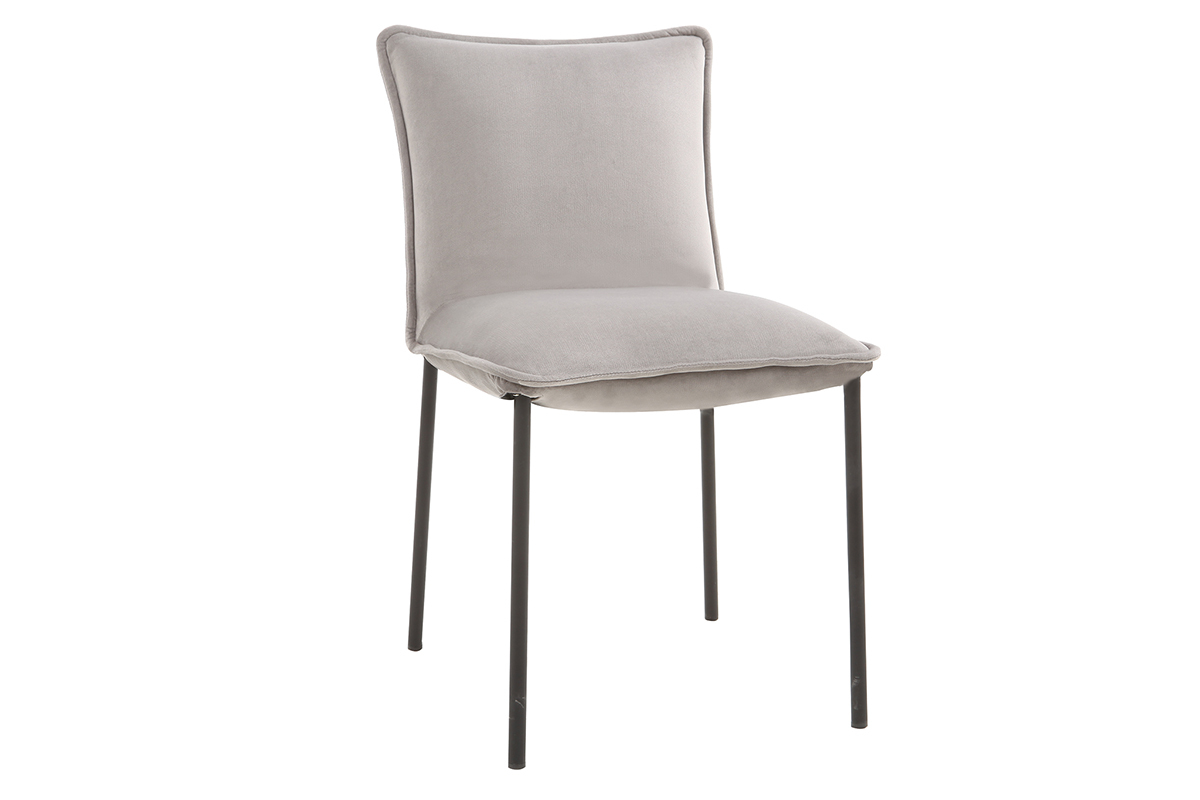 Chaises design en tissu velours gris (lot de 2) SOLACE