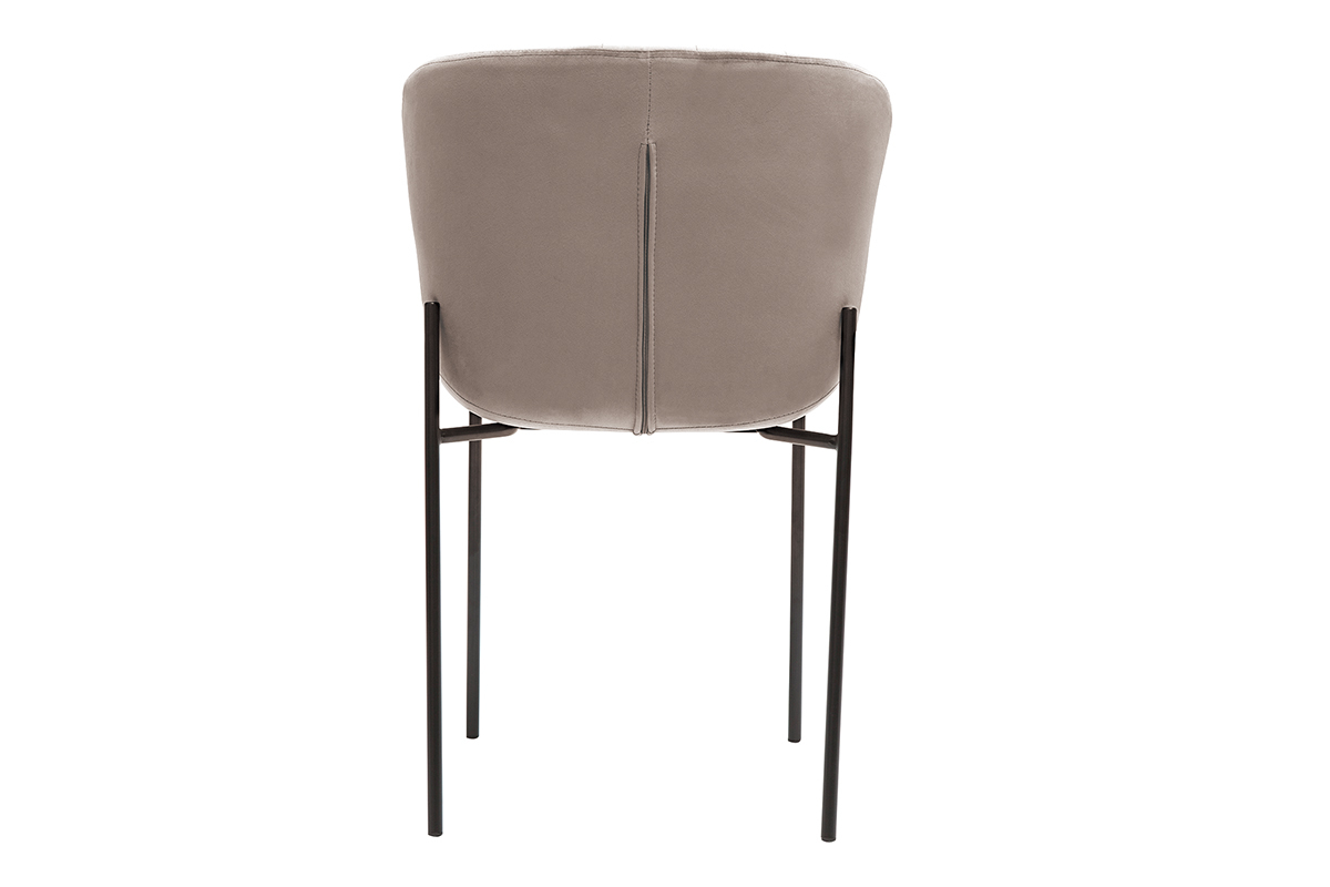 Chaises design en tissu velours taupe et mtal noir (lot de 2) SAIGA