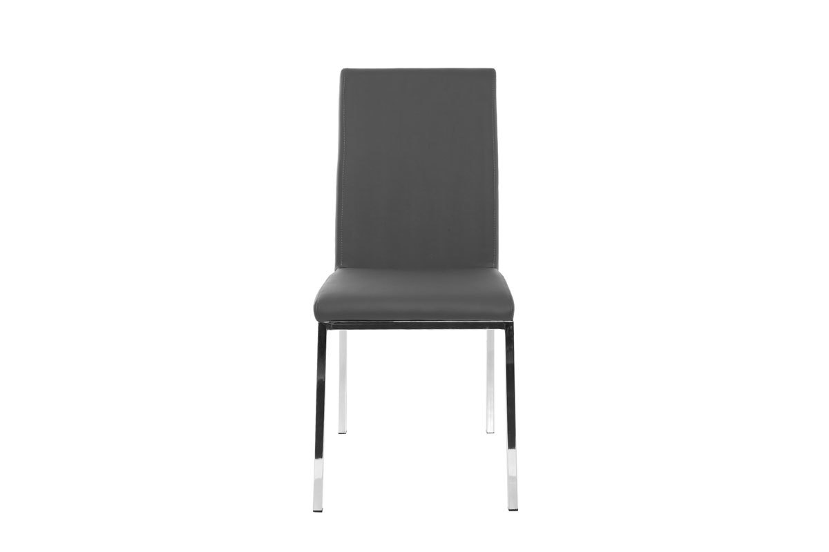 Chaises design gris et mtal acier chrom (lot de 2) SIMEA