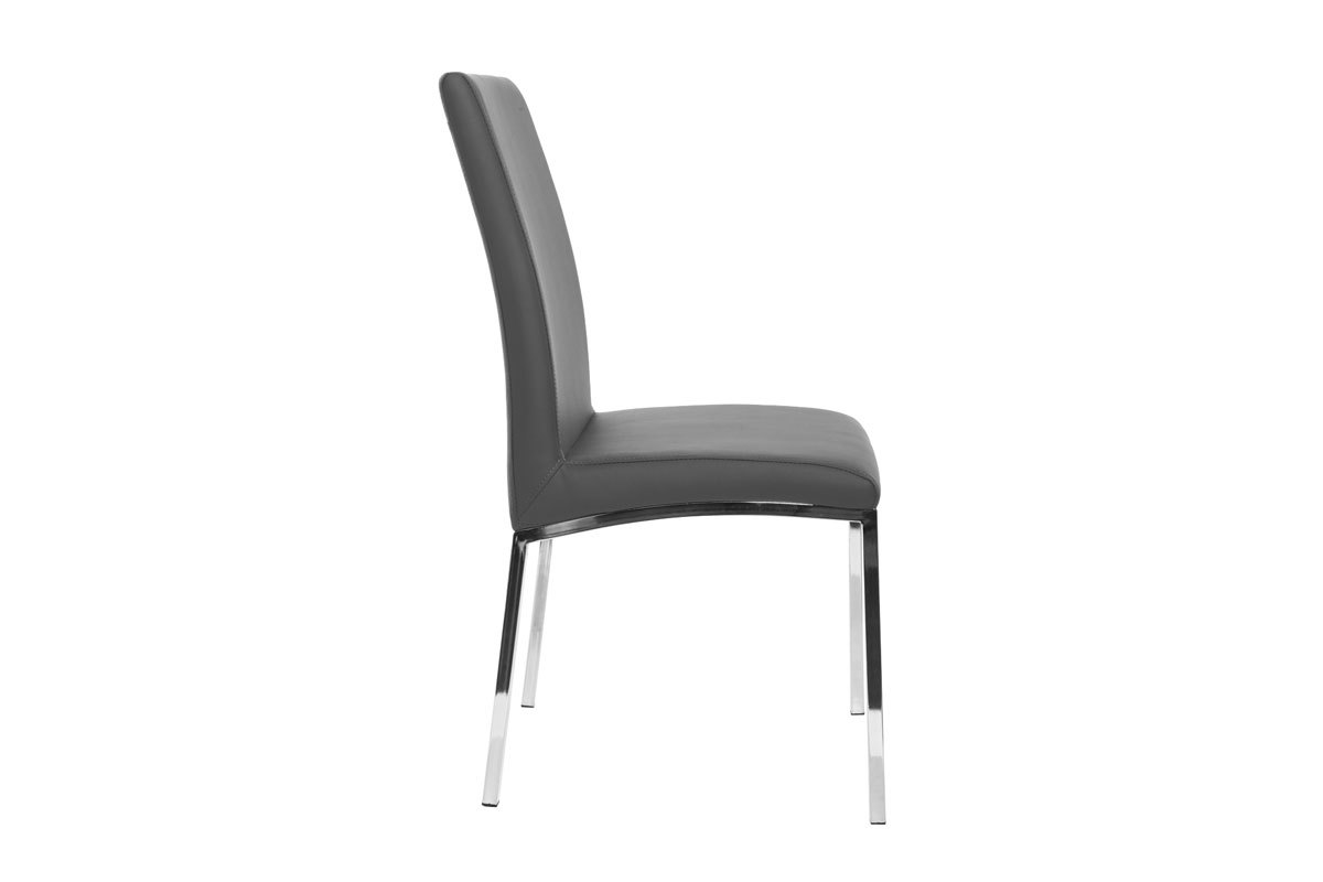 Chaises design gris et mtal acier chrom (lot de 2) SIMEA