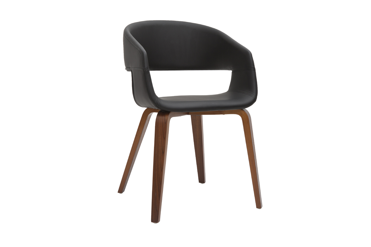 Chaises design noir et bois fonc (lot de 2) SLAM