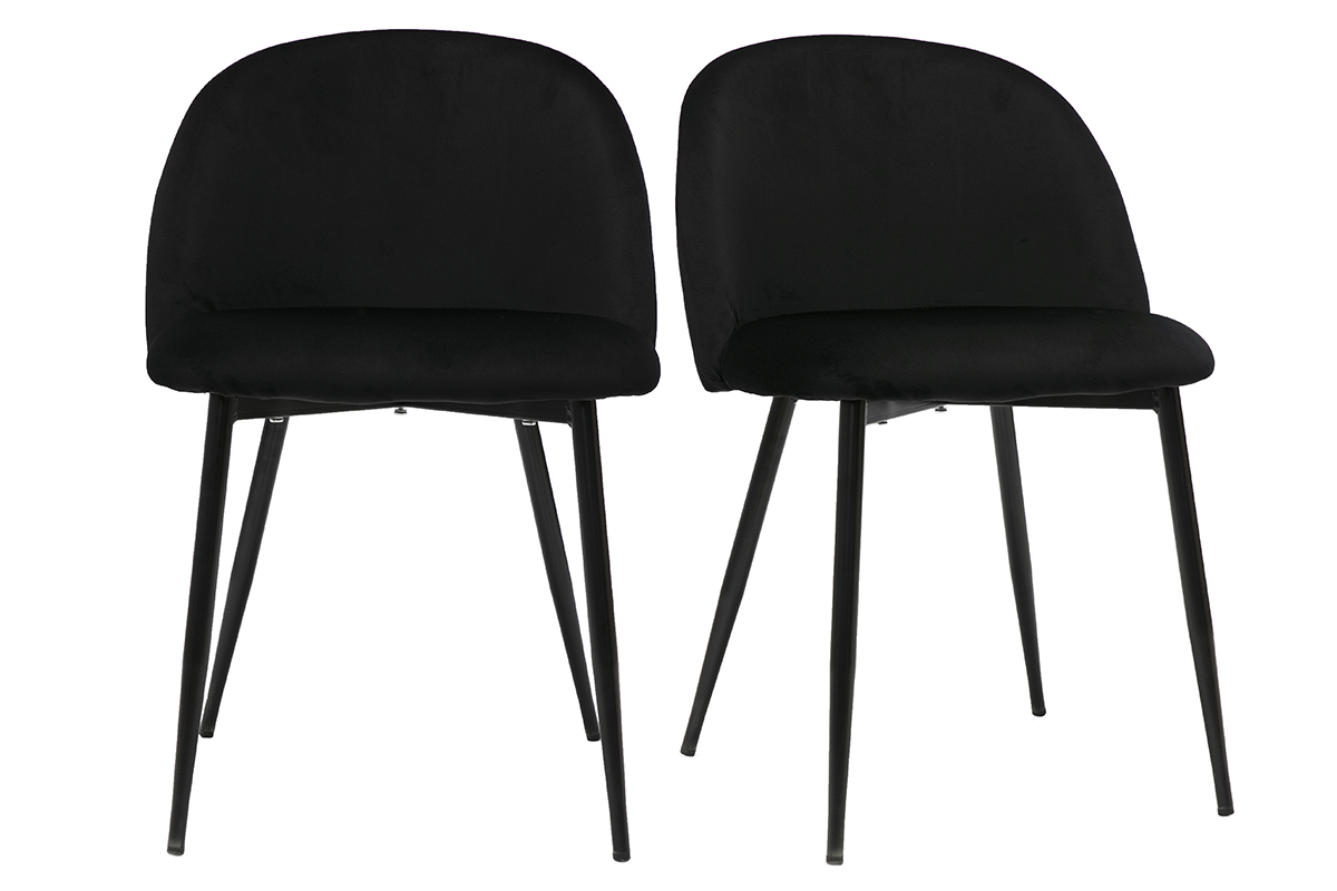 Chaises design noires en tissu velours et mtal (lot de 2) CELESTE