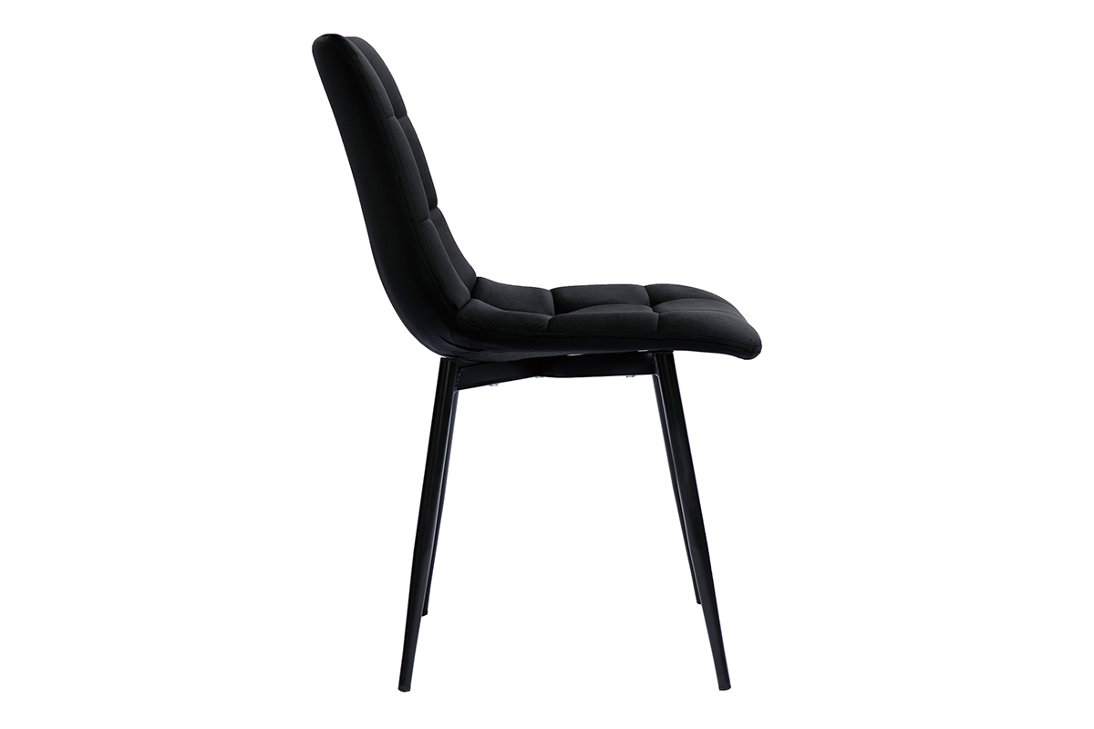 Chaises design noires en tissu velours noir et mtal (lot de 2) MAXWELL