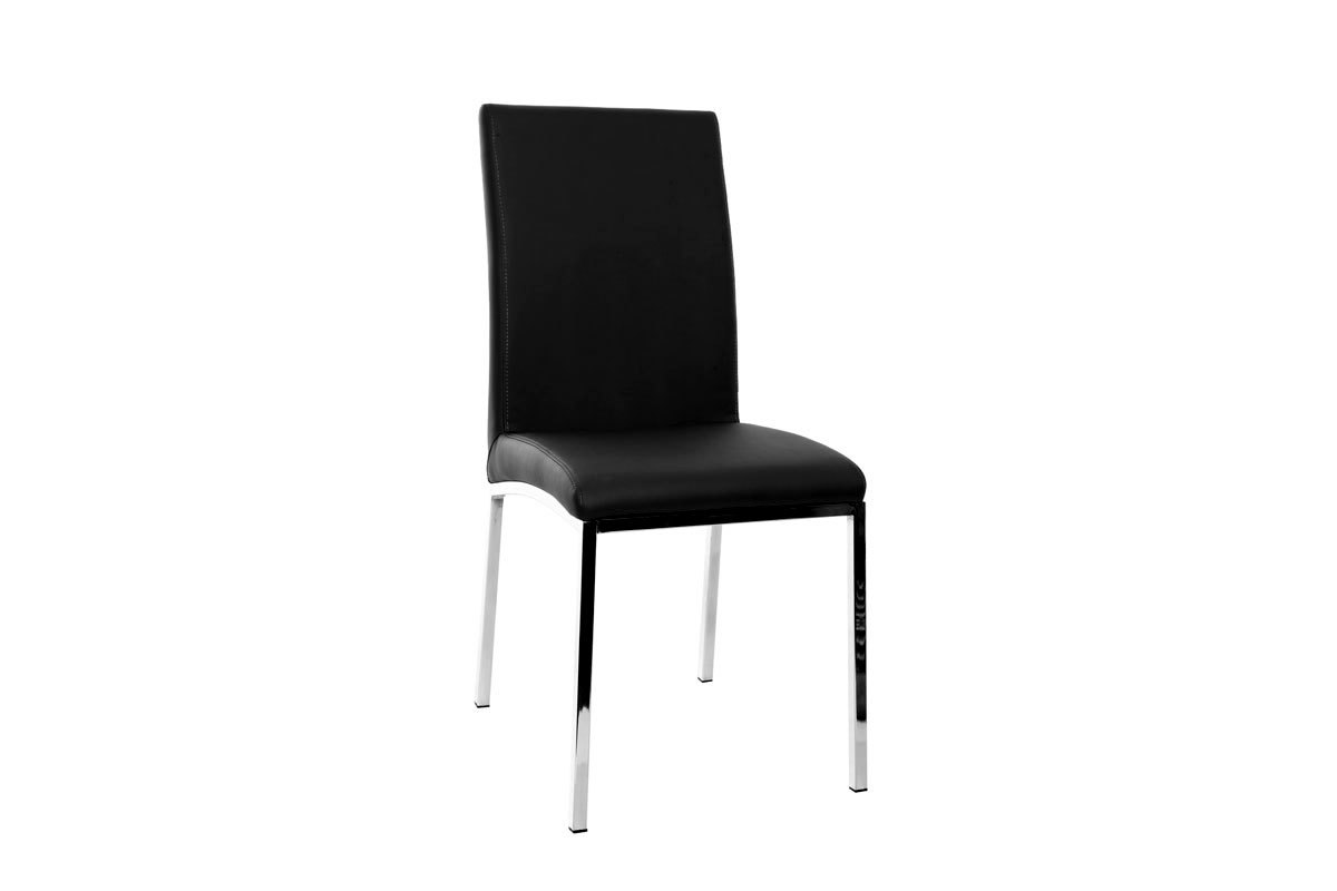 Chaises design noires et mtal acier chrom (lot de 2) SIMEA