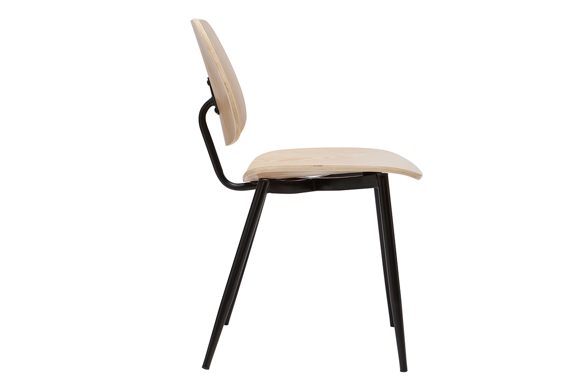 Chaises en bois clair et mtal noir (lot de 2) TOBIAS