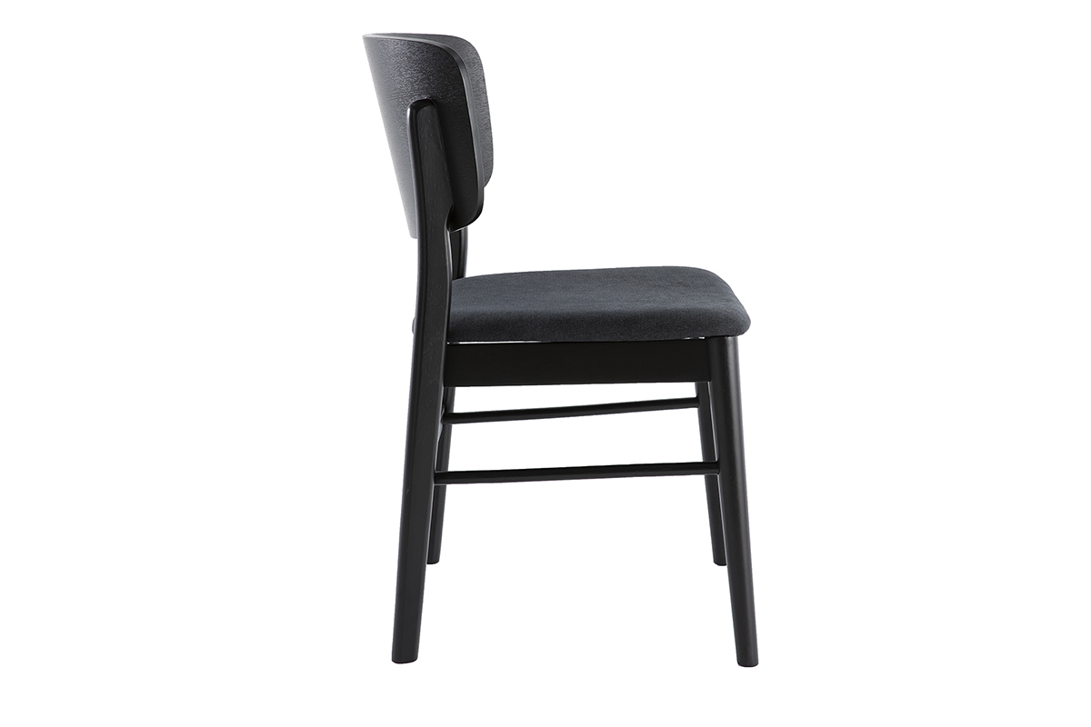 Chaises en bois noir et tissu gris fonc (lot de 2) SHELDON