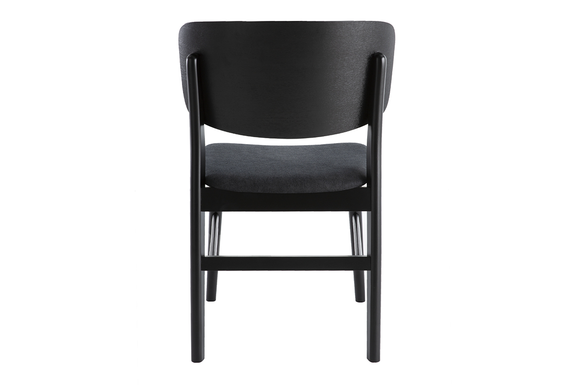 Chaises en bois noir et tissu gris fonc (lot de 2) SHELDON