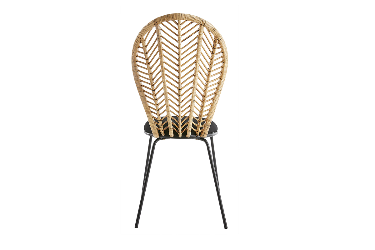 Chaises en rotin, tissu et mtal noir (lot de 2) PEACOCK