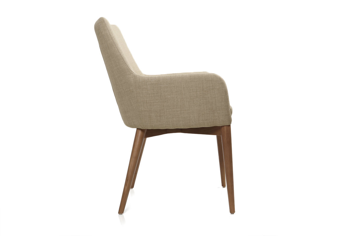 Chaises en tissu beige et bois fonc (lot de 2) SHANA