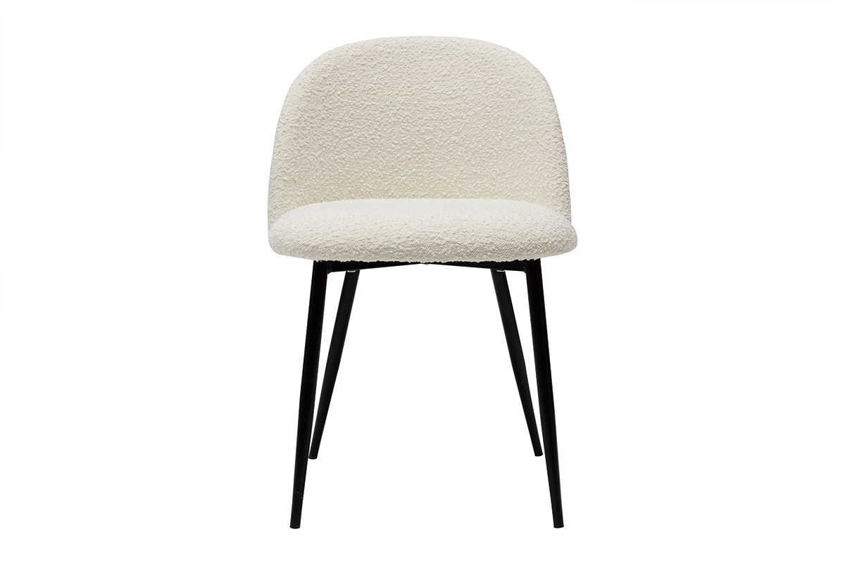 Chaises en tissu effet laine boucle blanc cass et mtal noir (lot de 2) CELESTE