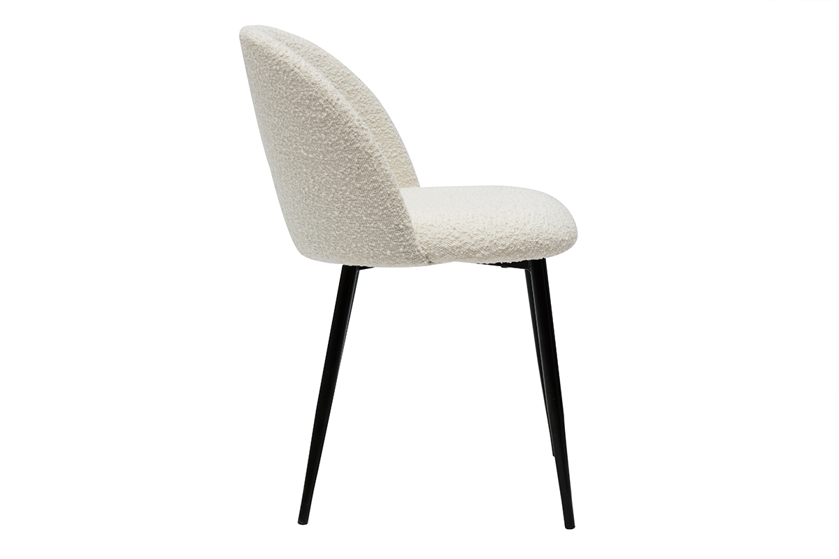 Chaises en tissu effet laine boucle blanc cass et mtal noir (lot de 2) CELESTE