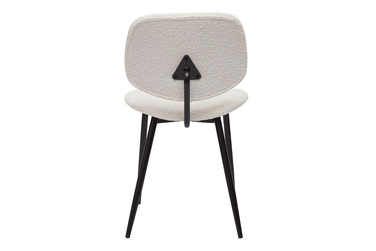 Chaises en tissu effet laine boucle blanc et mtal noir (lot de 2) TOBIAS