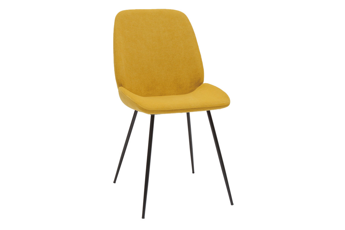 Chaises en tissu effet velours jaune moutarde et mtal noir (lot de 2) KAOLY