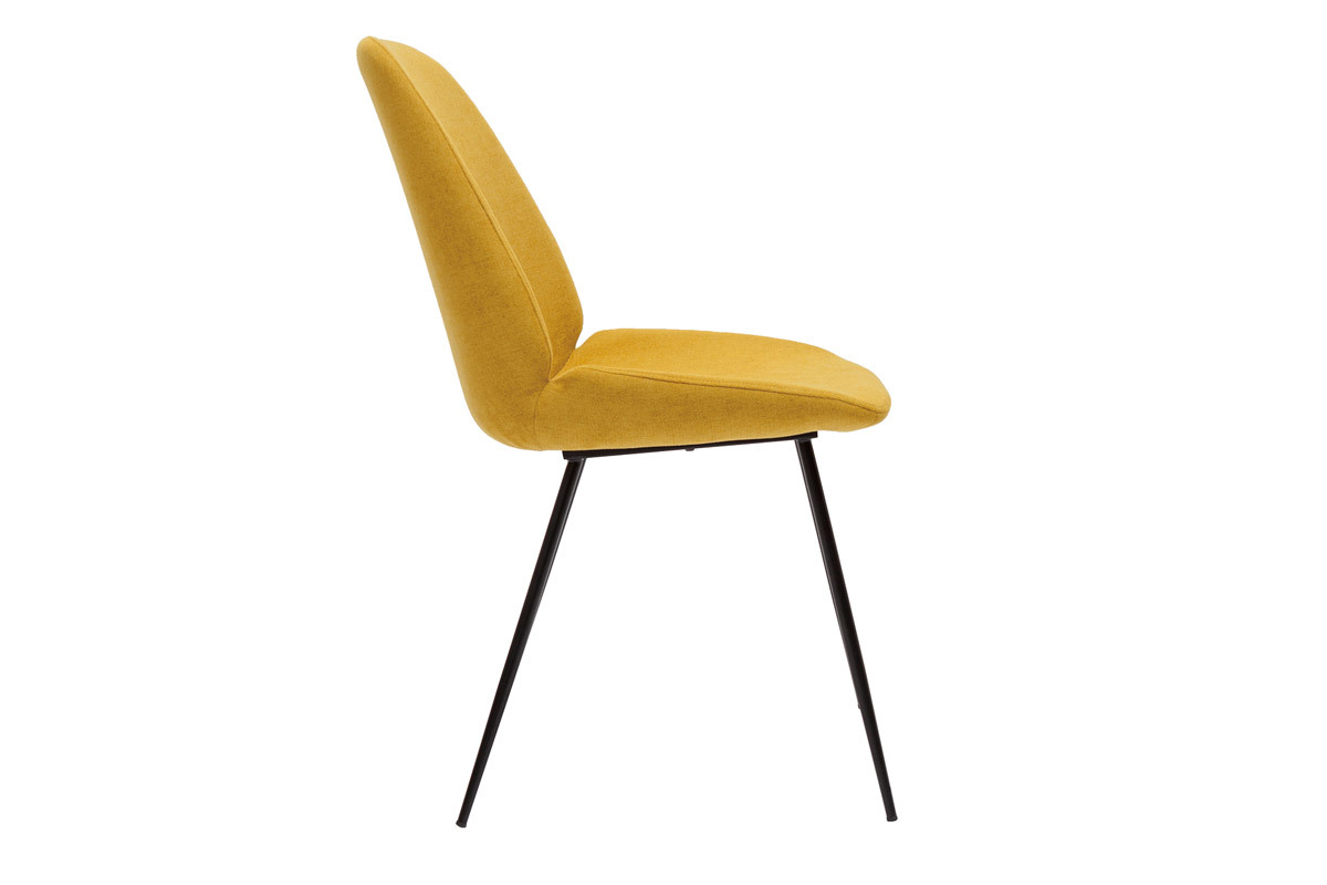 Chaises en tissu effet velours jaune moutarde et mtal noir (lot de 2) KAOLY