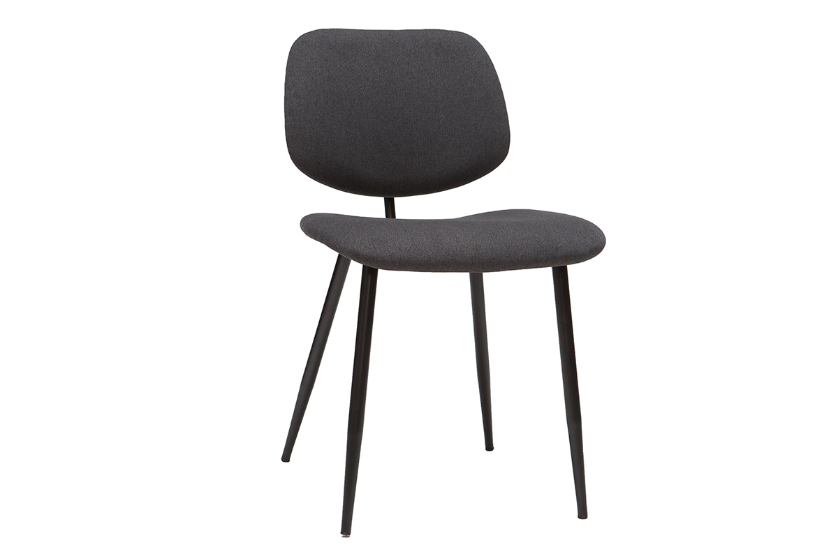 Chaises en tissu gris fonc et mtal noir (lot de 2) TOBIAS