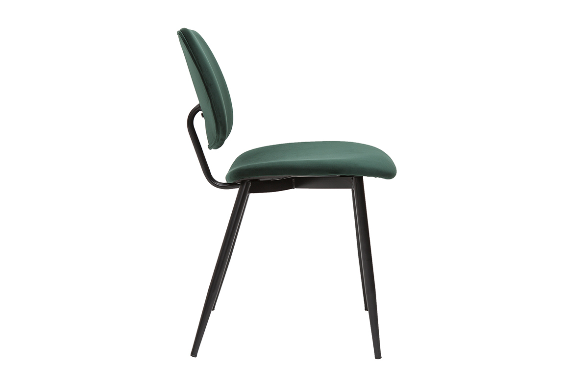 Chaises en tissu velours vert et mtal noir (lot de 2) TOBIAS