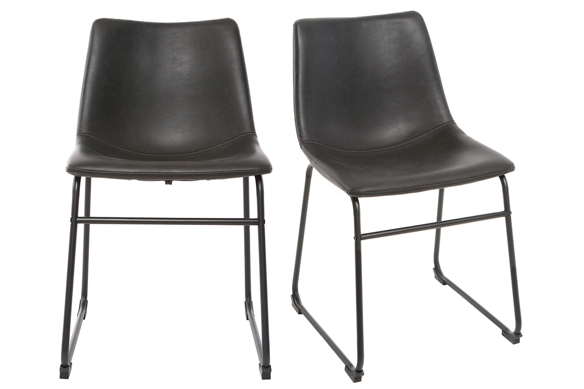 Chaises industrielles noires (lot de 2) NEW ROCK