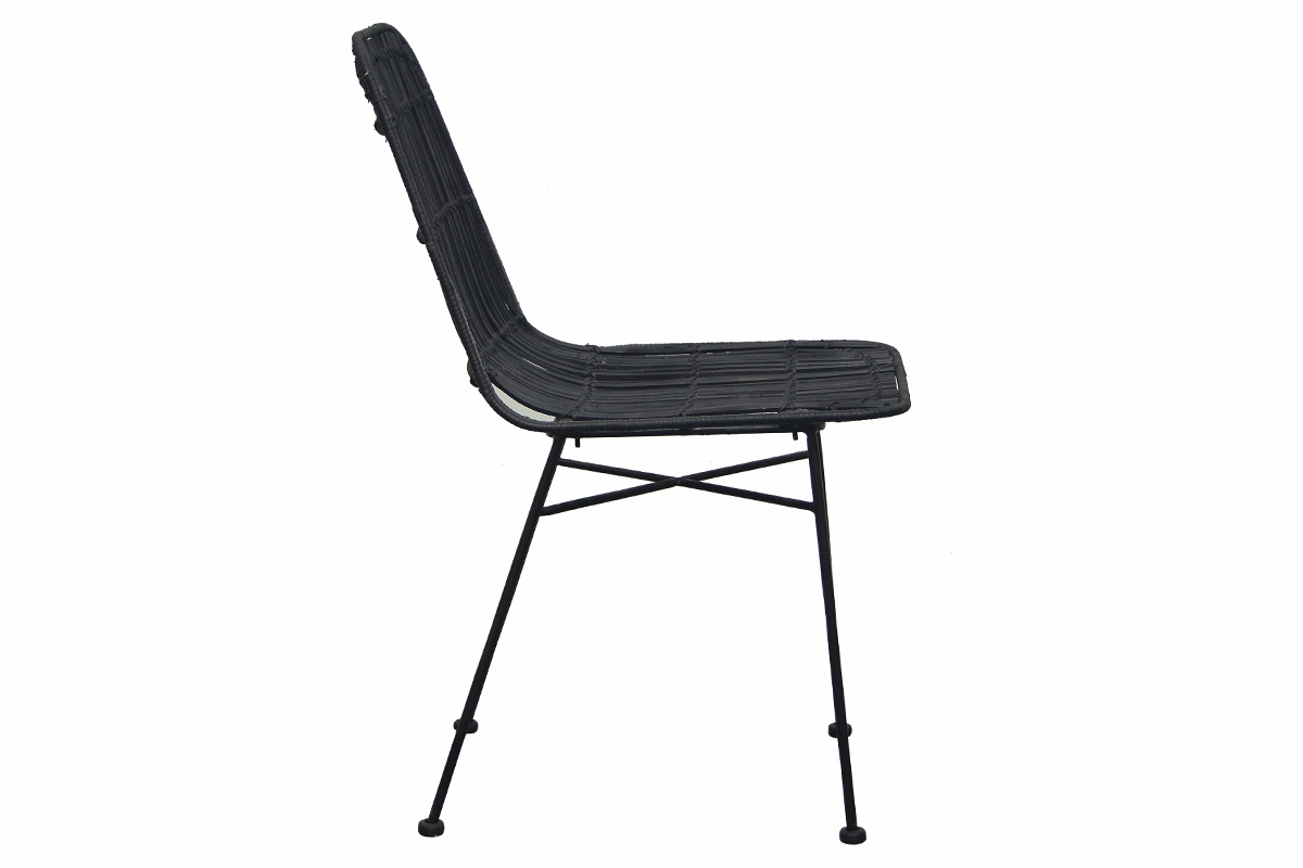 Chaises noires en rotin et mtal (lot de 2) MALACCA