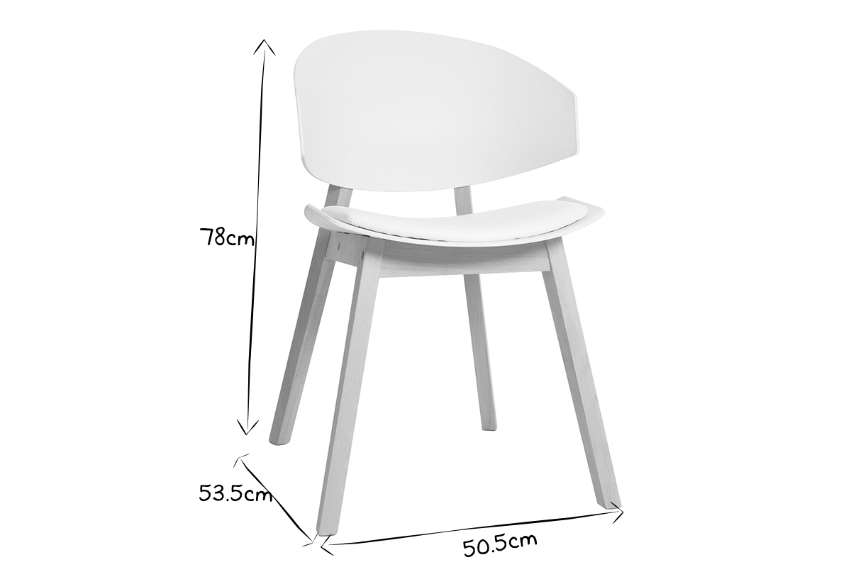 Chaises scandinaves blanc et bois clair (lot de 2) BLOEM