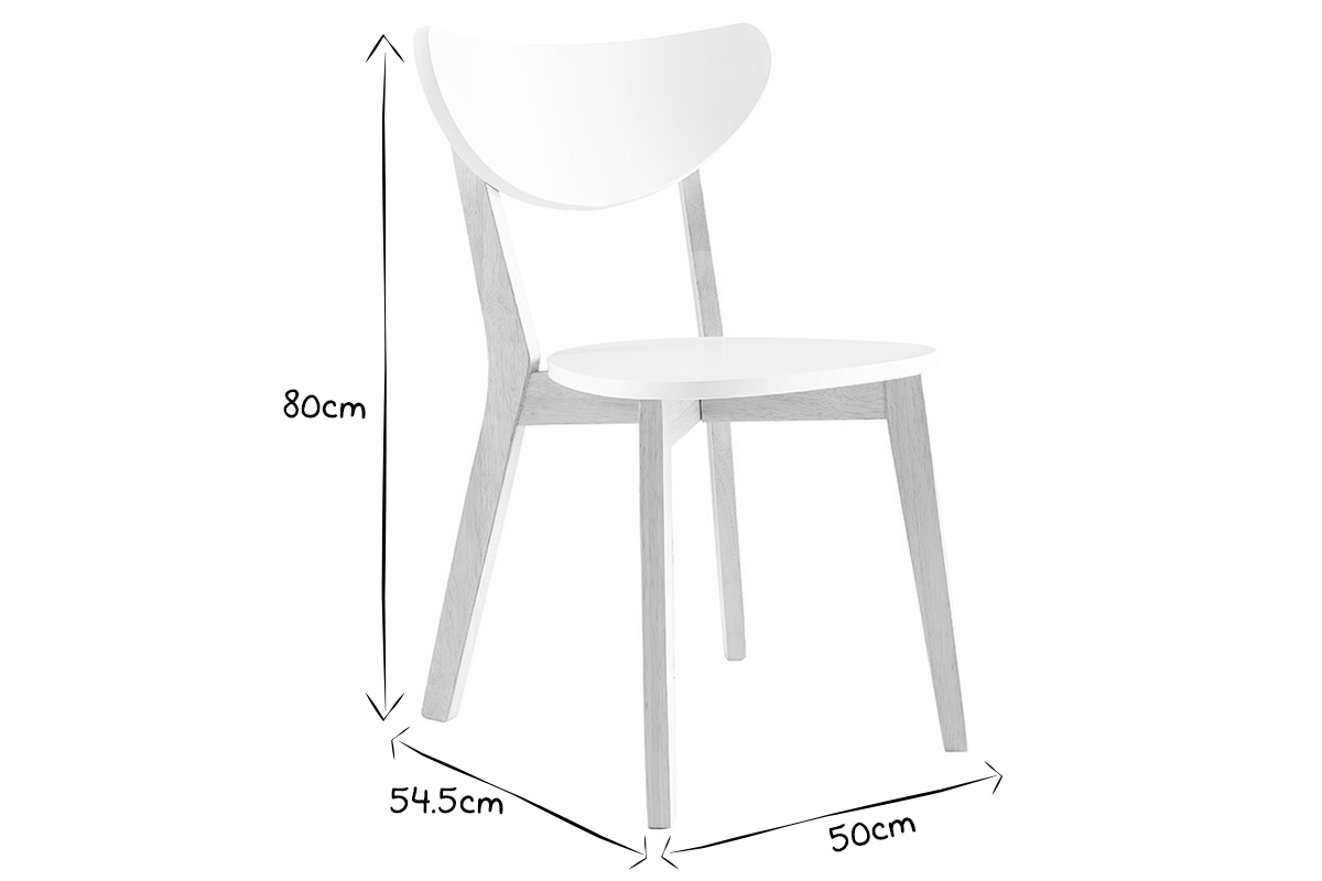 Chaises scandinaves blanc et bois clair (lot de 2) LEENA