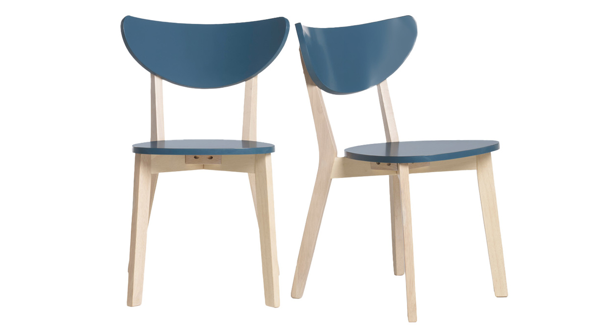 Chaises scandinaves bleu et bois clair (lot de 2) LEENA