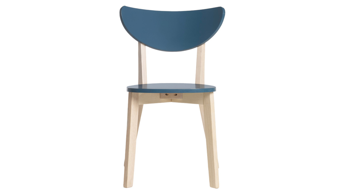 Chaises scandinaves bleu et bois clair (lot de 2) LEENA