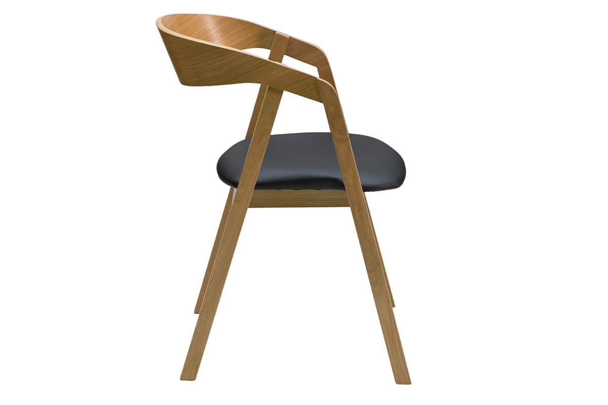 Chaises scandinaves empilables en bois clair chne et assises noires (lot de 2) LOVA