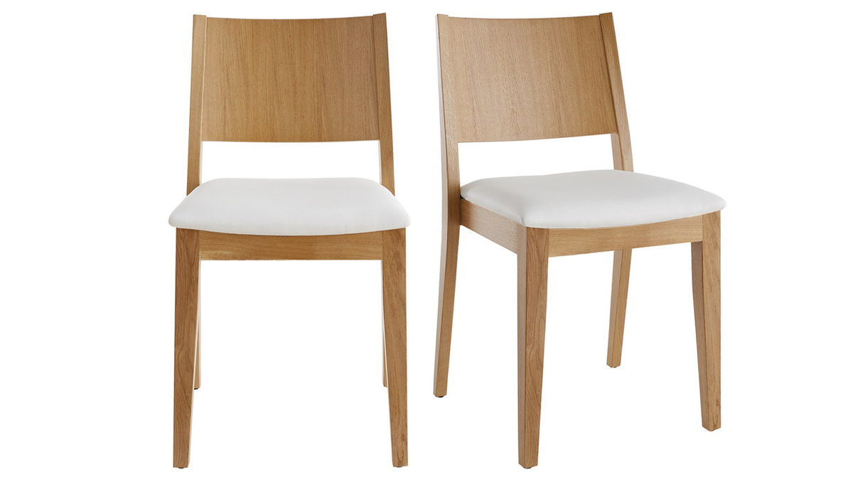 Chaises scandinaves empilables en bois clair chne et blanc (lot de 2) MELVIL