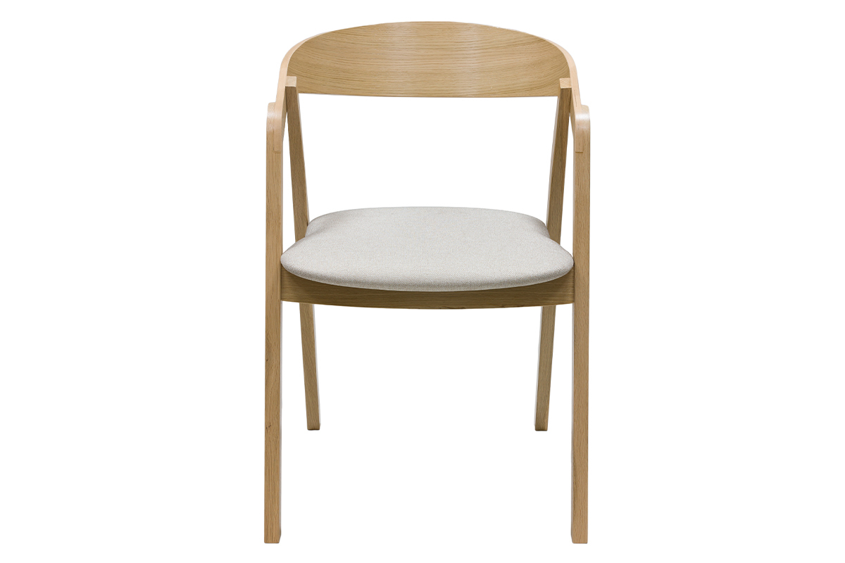 Chaises scandinaves empilables en bois clair chne et tissu beige (lot de 2) LOVA