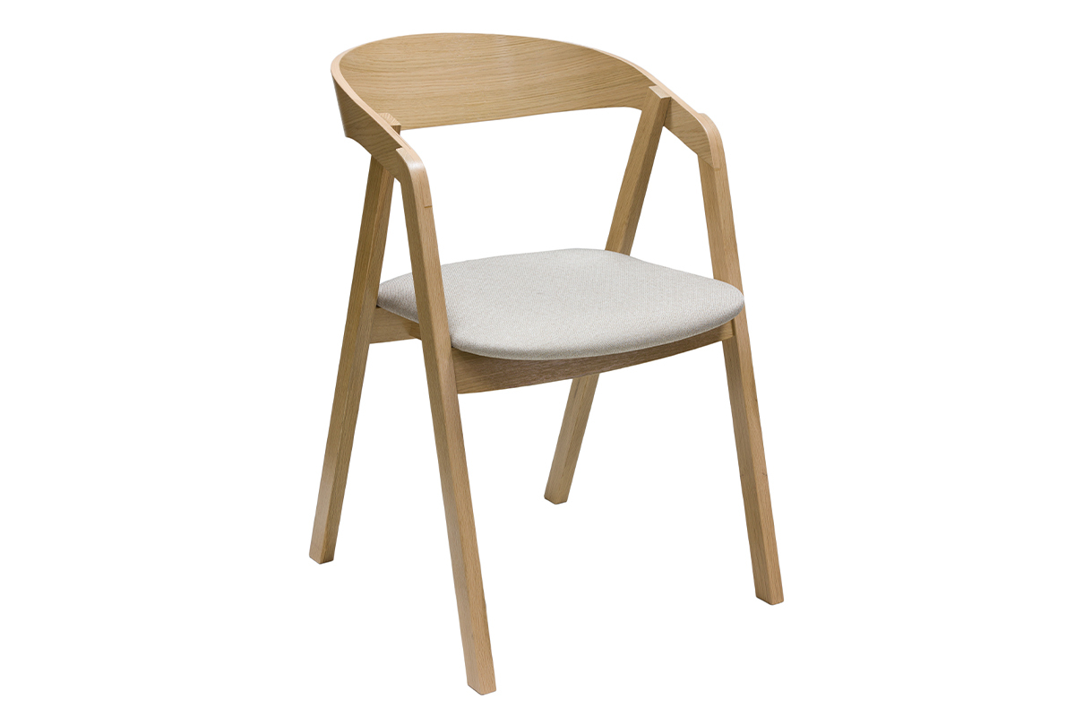 Chaises scandinaves empilables en bois clair chne et tissu beige (lot de 2) LOVA