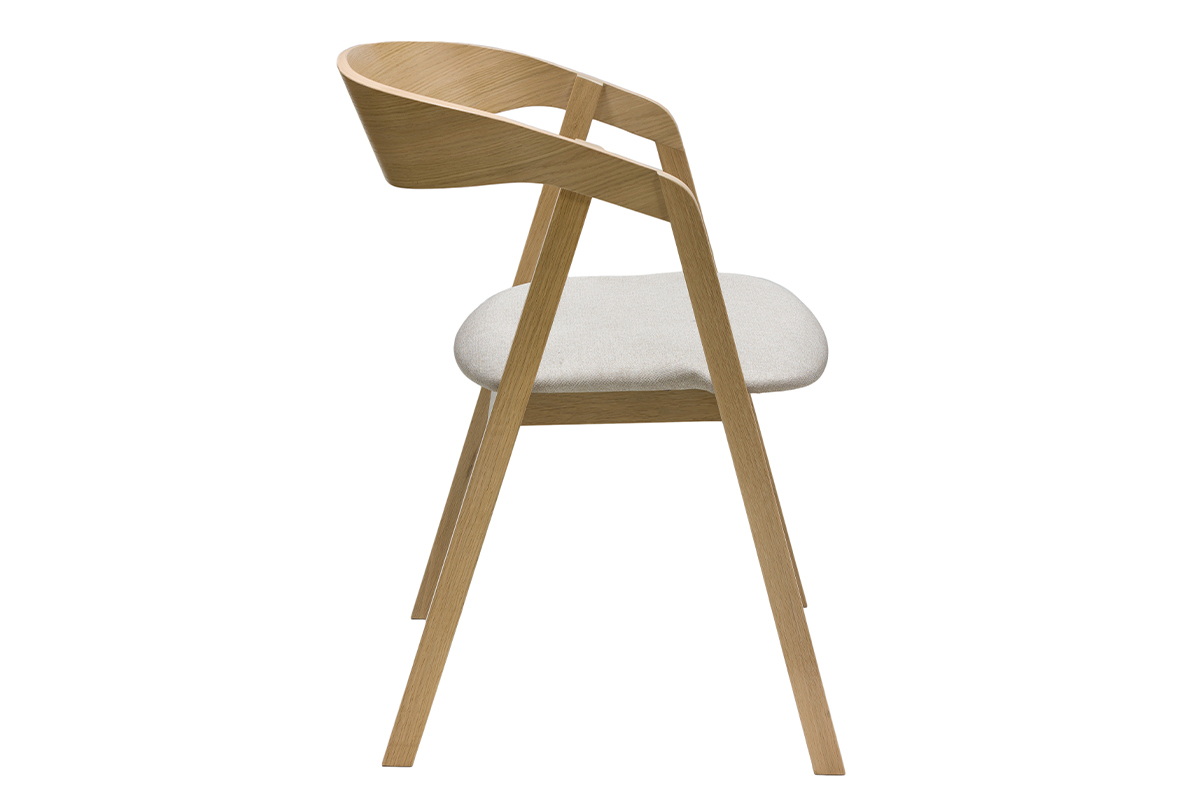 Chaises scandinaves empilables en bois clair chne et tissu beige (lot de 2) LOVA