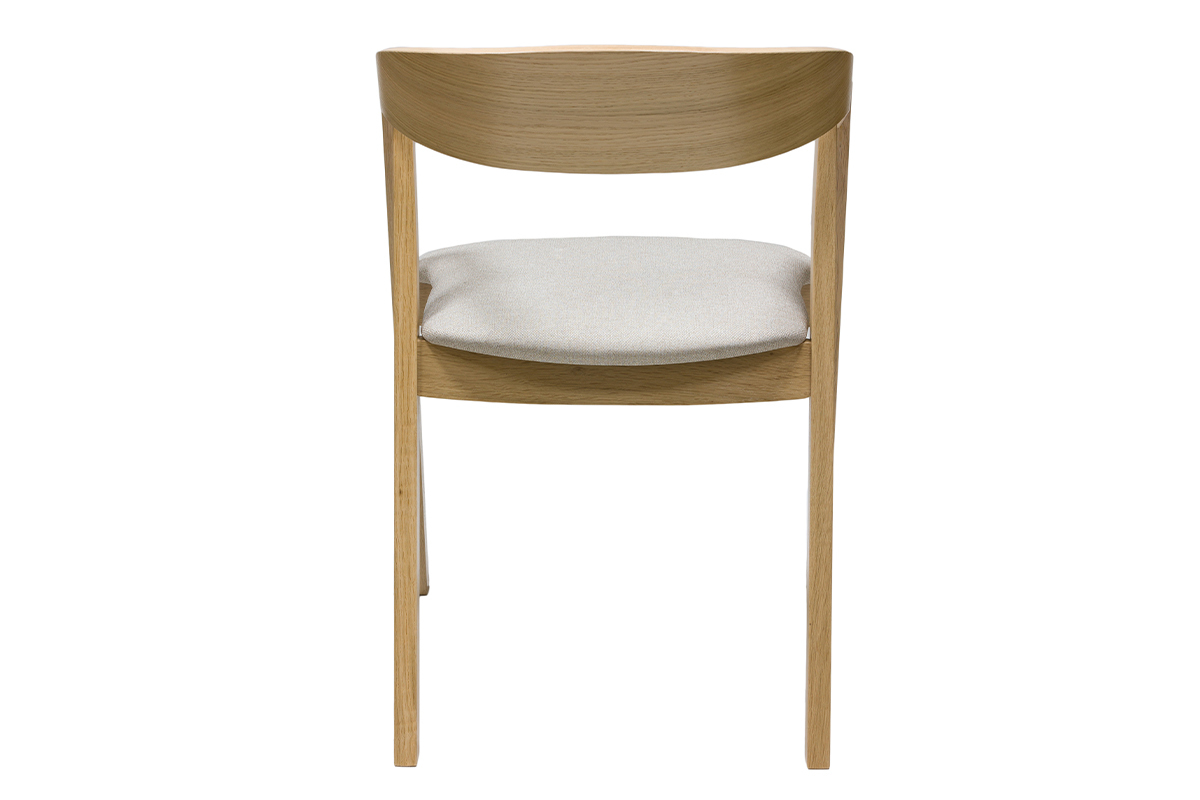 Chaises scandinaves empilables en bois clair chne et tissu beige (lot de 2) LOVA