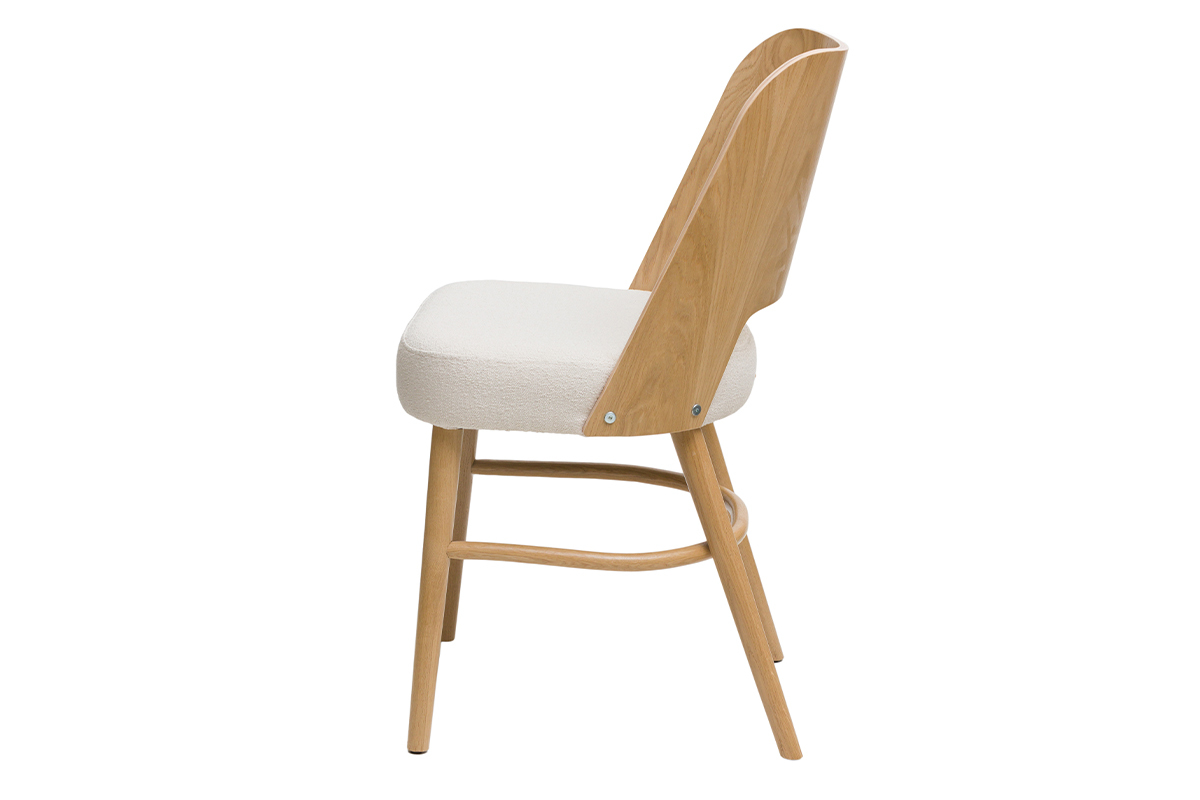 Chaises scandinaves en bois clair chne et tissu effet laine boucle blanc cass (lot de 2) EDITO