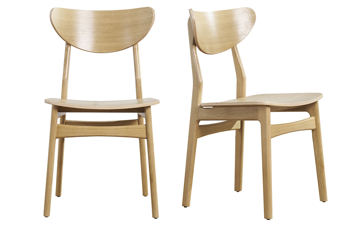 Chaises scandinaves en bois clair chne massif (lot de 2) MAYA