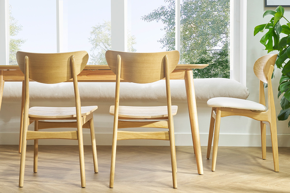 Chaises scandinaves en bois clair chne massif (lot de 2) MAYA