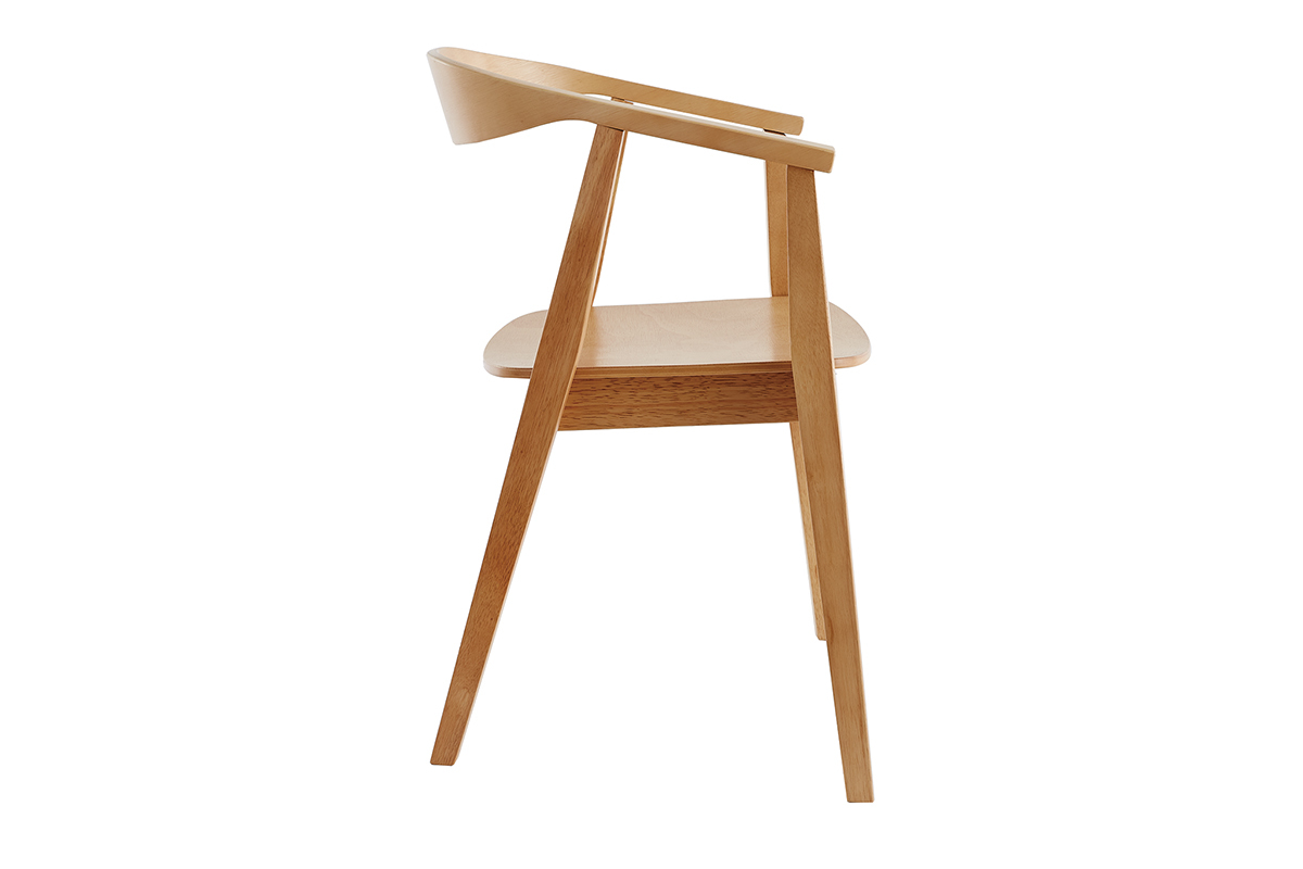 Chaises scandinaves en bois clair massif (lot de 2) BAHIA