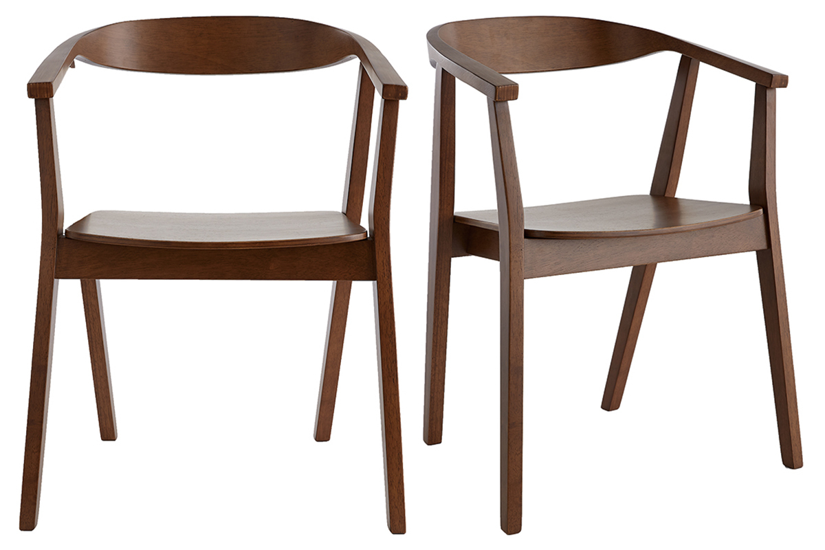 Chaises scandinaves en bois fonc (lot de 2) BAHIA