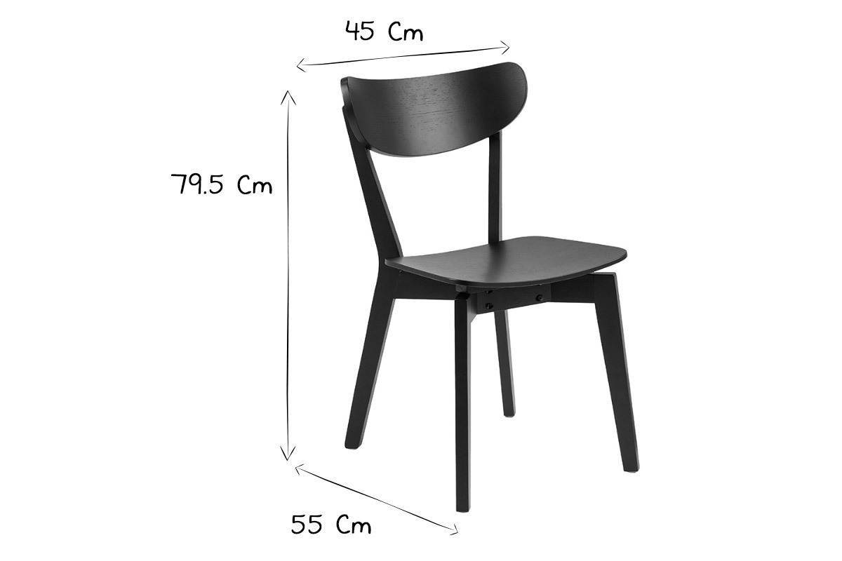 Chaises scandinaves en bois noir (lot de 2) BAKI