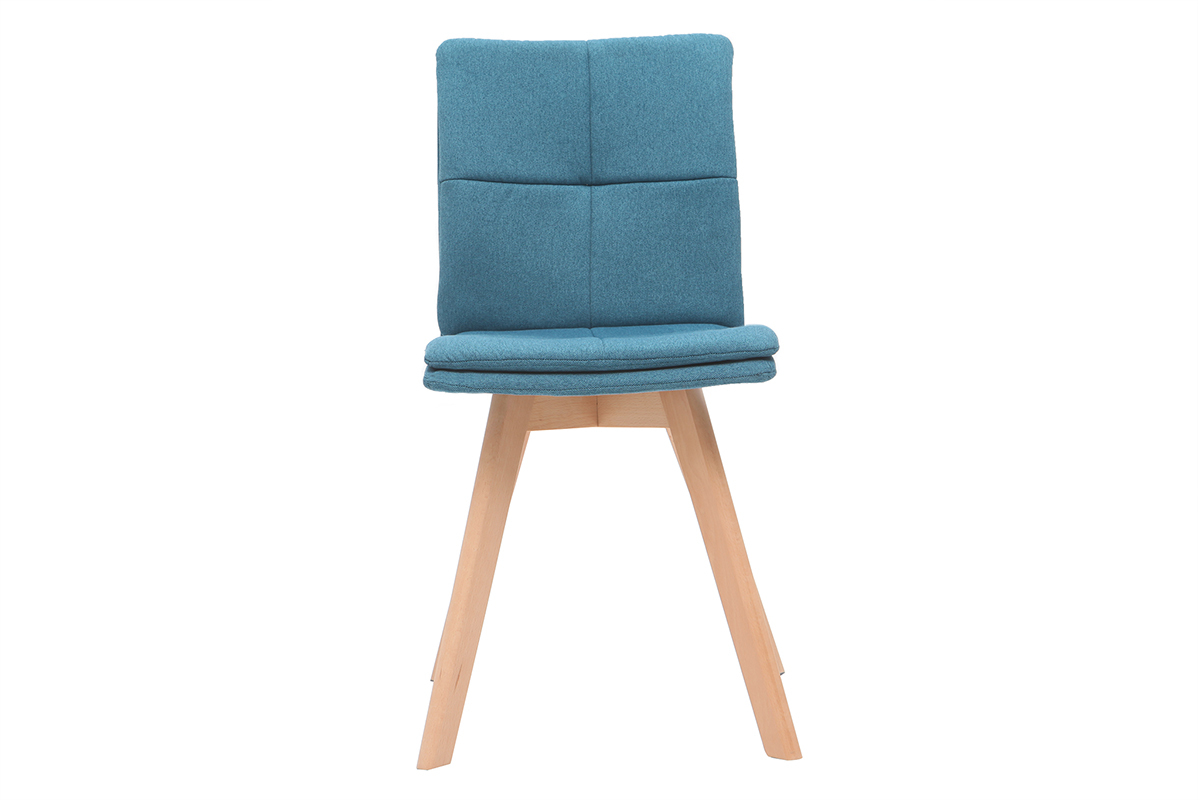 Chaises scandinaves en tissu bleu et bois clair (lot de 2) THEA