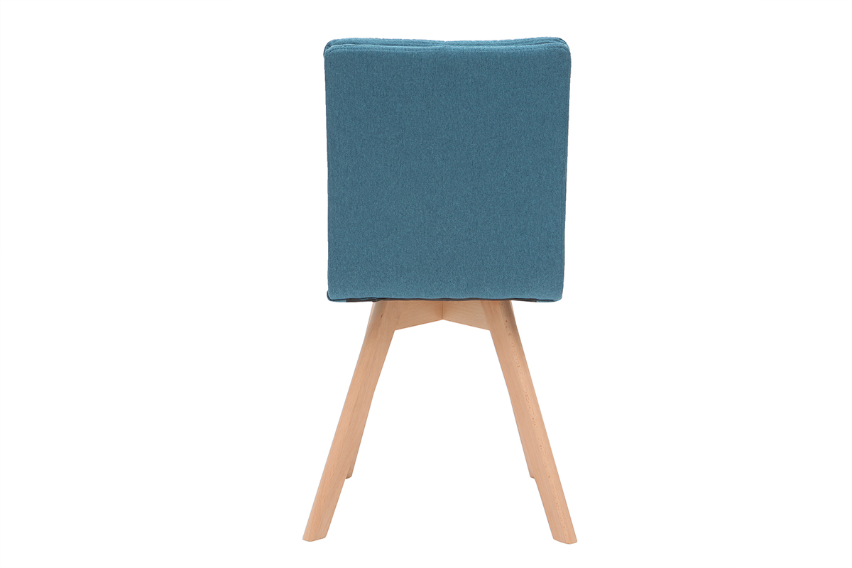 Chaises scandinaves en tissu bleu et bois clair (lot de 2) THEA