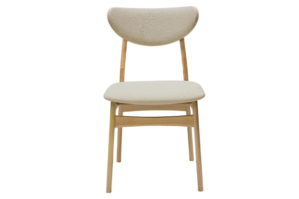 Chaises scandinaves en tissu effet laine boucle beige et bois clair chne massif (lot de 2) MAYA