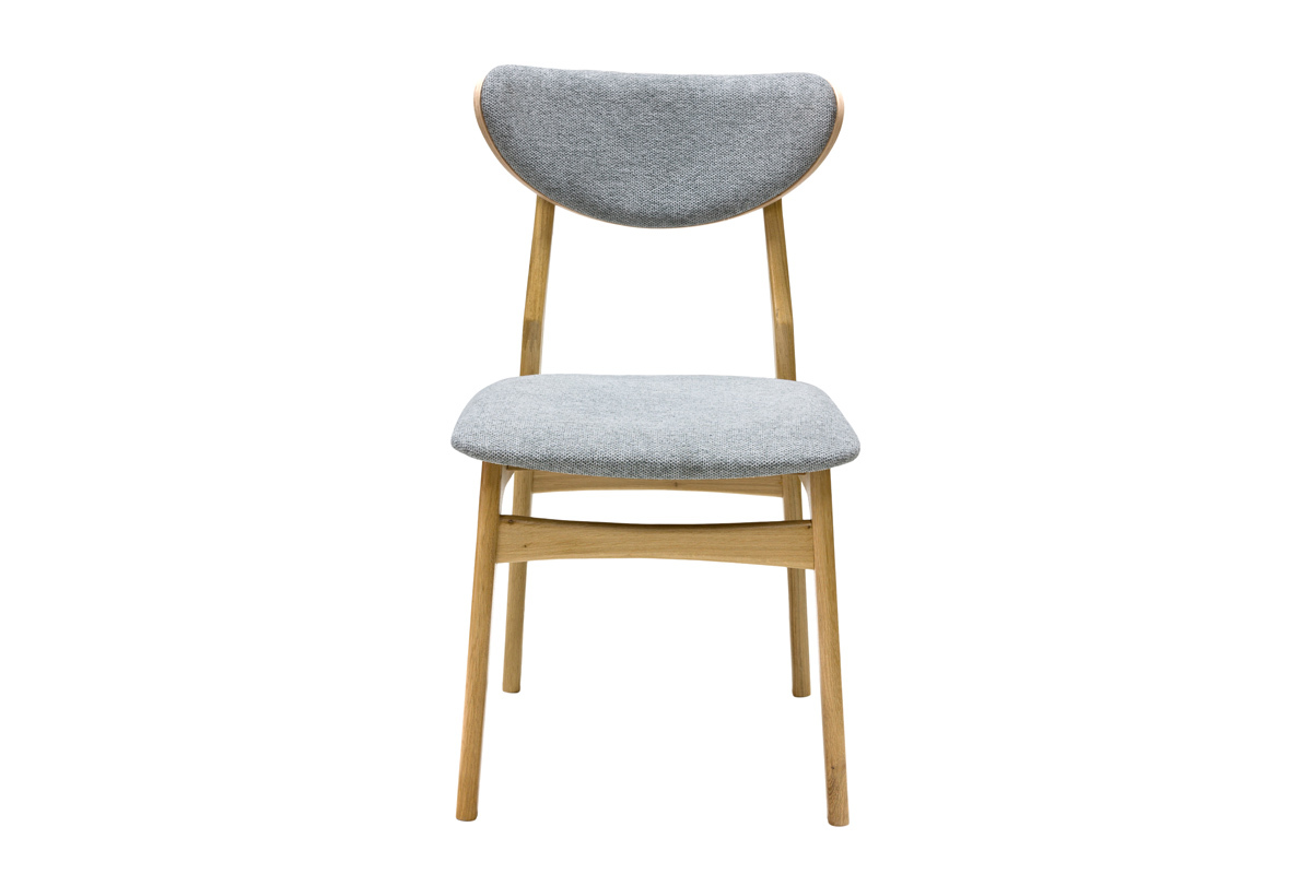 Chaises scandinaves en tissu effet velours textur gris chin et bois clair chne massif (lot de 2) MAYA