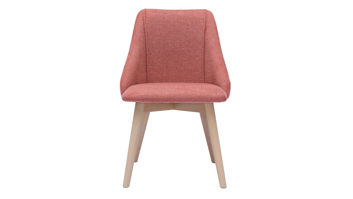 Chaises scandinaves en tissu effet velours textur terracotta et bois clair (lot de 2) HIGGINS