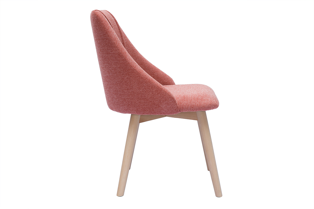 Chaises scandinaves en tissu effet velours textur terracotta et bois clair (lot de 2) HIGGINS