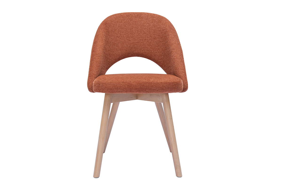 Chaises scandinaves en tissu effet velours textur terre brle et bois clair (lot de 2) COSETTE