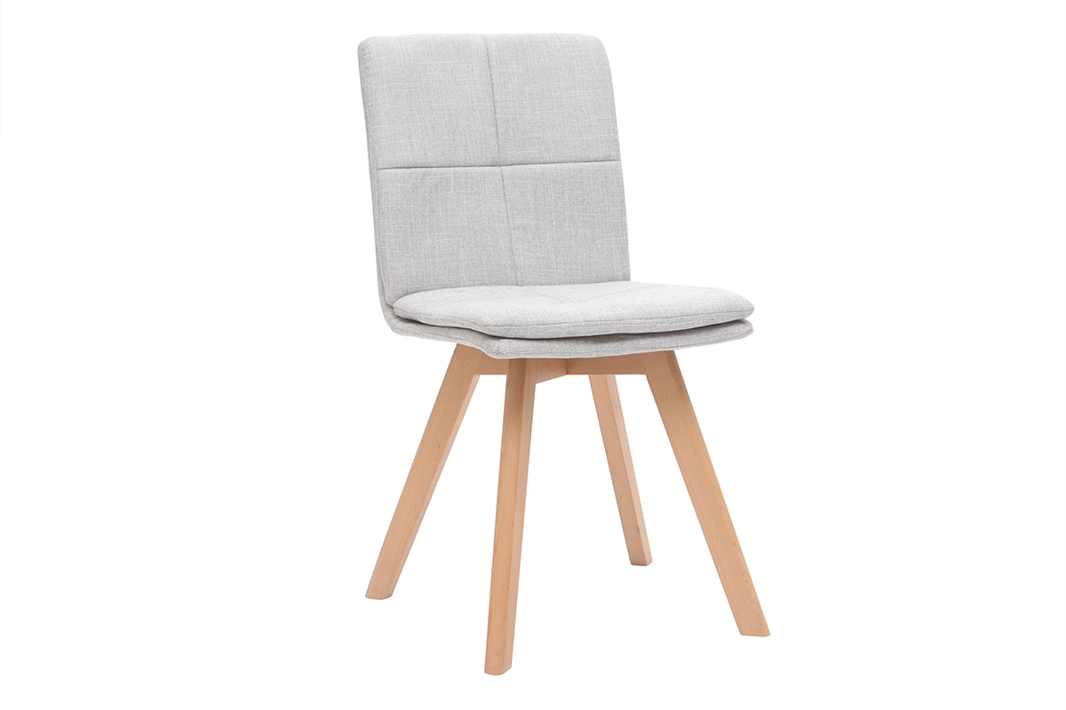 Chaises scandinaves en tissu gris clair et bois clair (lot de 2) THEA