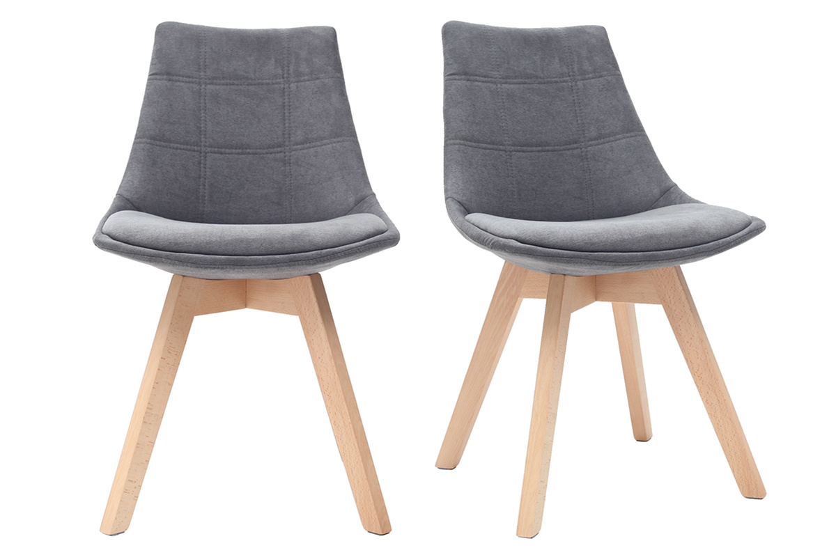 Chaises scandinaves en tissu gris fonc et bois clair (lot de 2) MATILDE